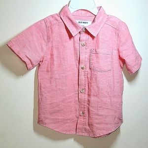 Old Navy linen shirt for toddler boys. 18-24M. Coral color. Perfect for summer.